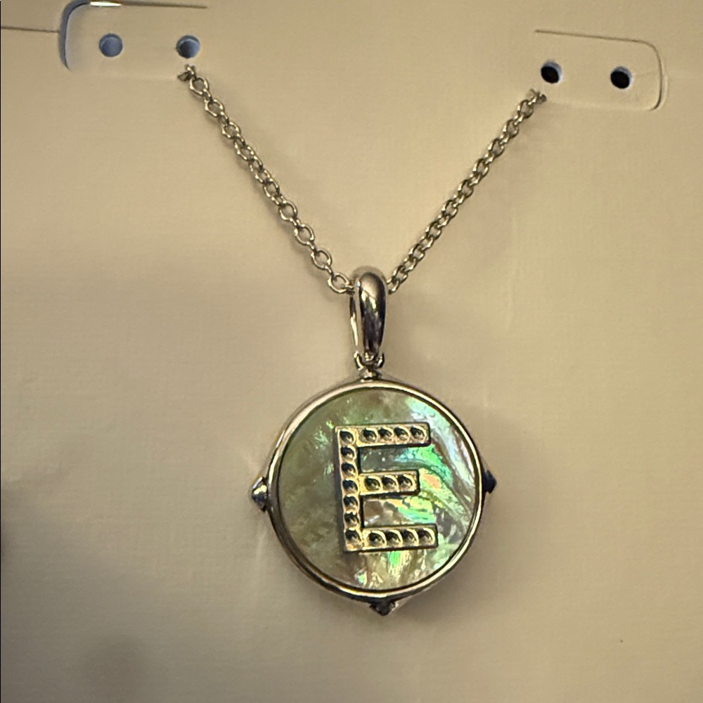 🩶Kendra Scott Silver & Mother of Pearl Reversible Initial Necklaces🩶 - Picture 7 of 14